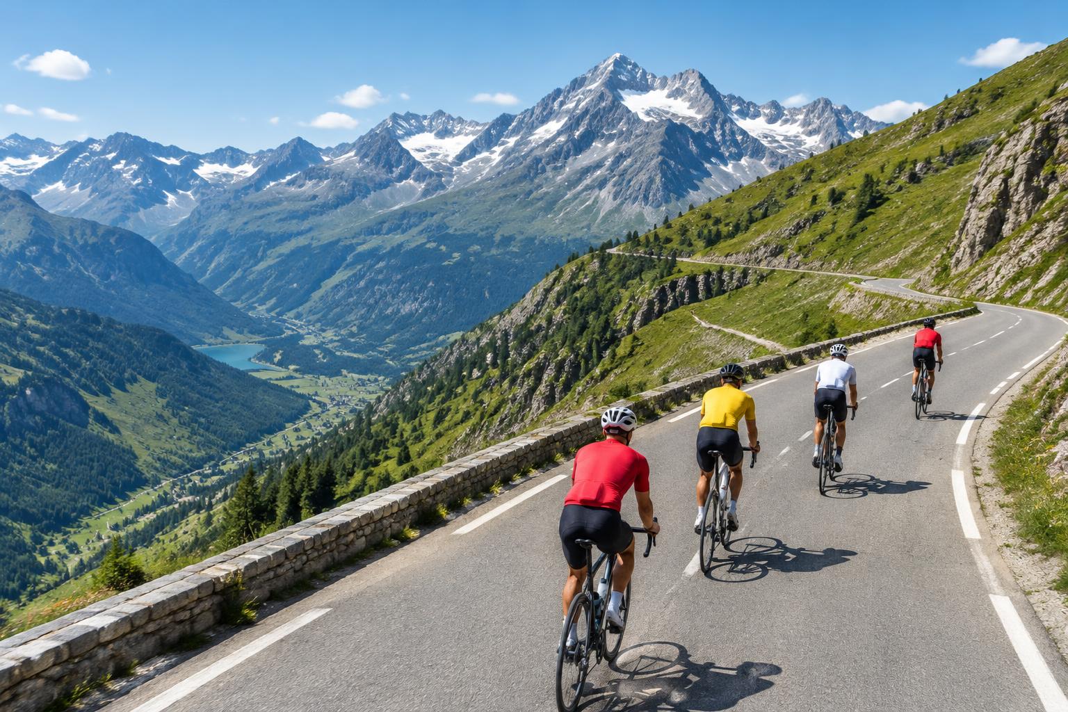 Cyclistes sur une route de montagne — illustration du dossier Tour de France